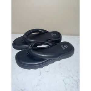Cougar Jasmine Black Leather Padded Platform Thong Sandals Womens 8M Flatform